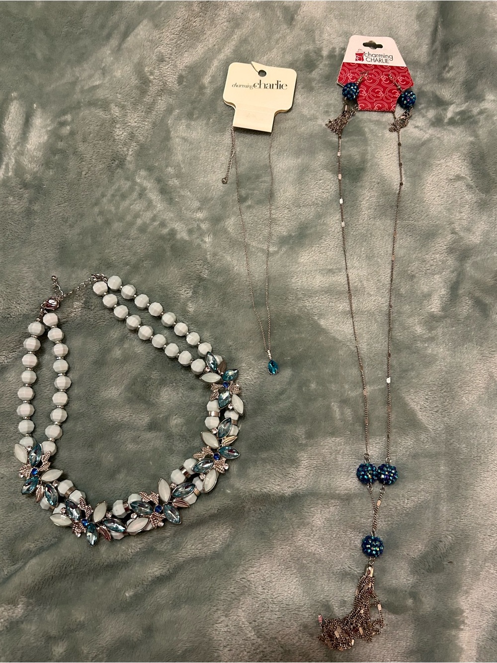 Charming Charlie Necklaces and Earrings Blue Silver NWT NWOT